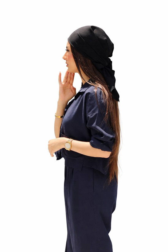 شومیز تابستانه زنانه خنک نخی رنگ آبی