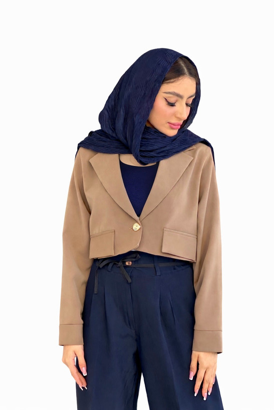 کراپ کت زنانه مازراتی مزون دوز نسکافه ای استرنج(strange)-نمای کامل